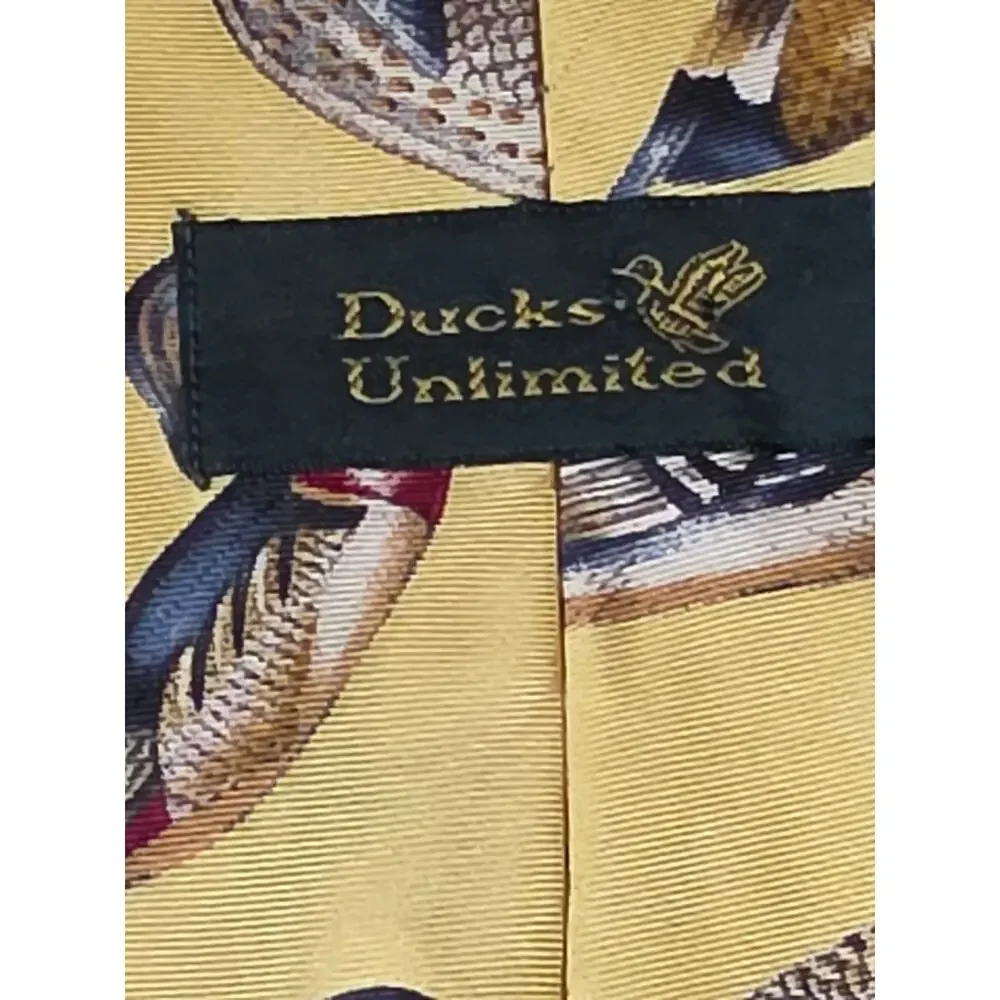 Ducks Unlimited Mallard Duck Yellow Imported Silk Neck Tie Made in USA